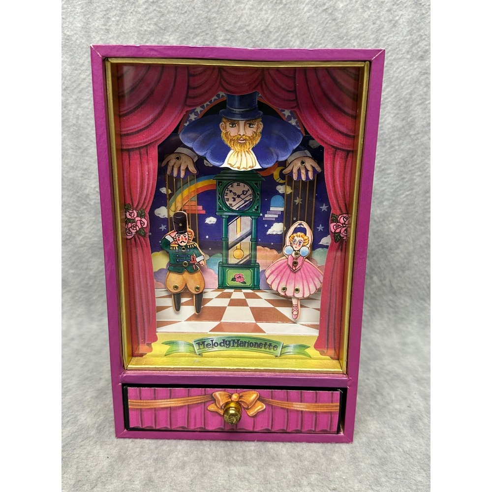 Sankyo Melody Marionette Musical Jewlery Box Chim Chim Cher-ee Vintage Japan